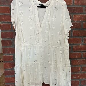 Torrid White Eyelet Blouse